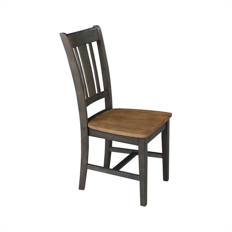 San Remo Solid Wood Splatback Chair - Set of 2 Chairs in Hickory/Washed Coal