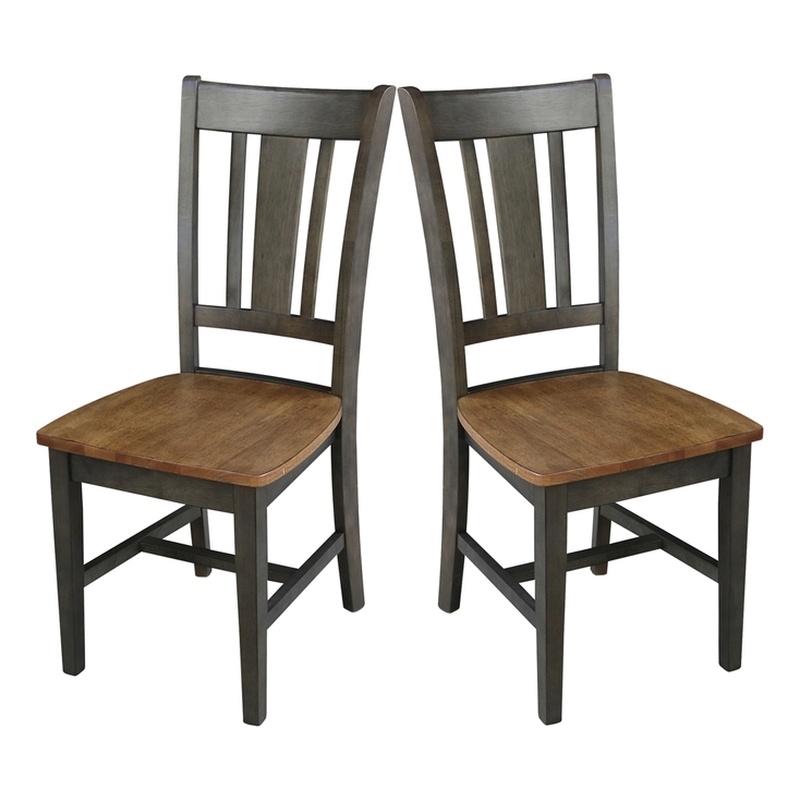 San Remo Solid Wood Splatback Chair - Set of 2 Chairs in Hickory/Washed Coal