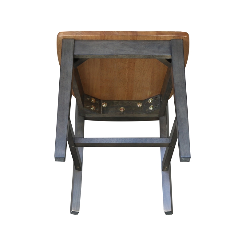San Remo Solid Wood Splatback Chair - Set of 2 Chairs in Hickory/Washed Coal