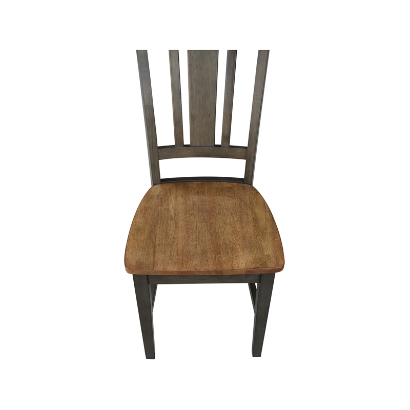 San Remo Solid Wood Splatback Chair - Set of 2 Chairs in Hickory/Washed Coal