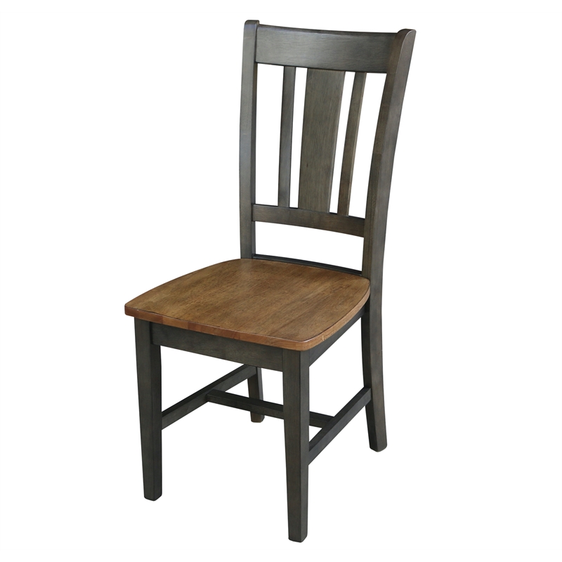 San Remo Solid Wood Splatback Chair - Set of 2 Chairs in Hickory/Washed Coal
