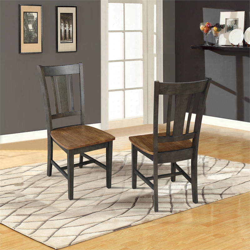 San Remo Solid Wood Splatback Chair - Set of 2 Chairs in Hickory/Washed Coal