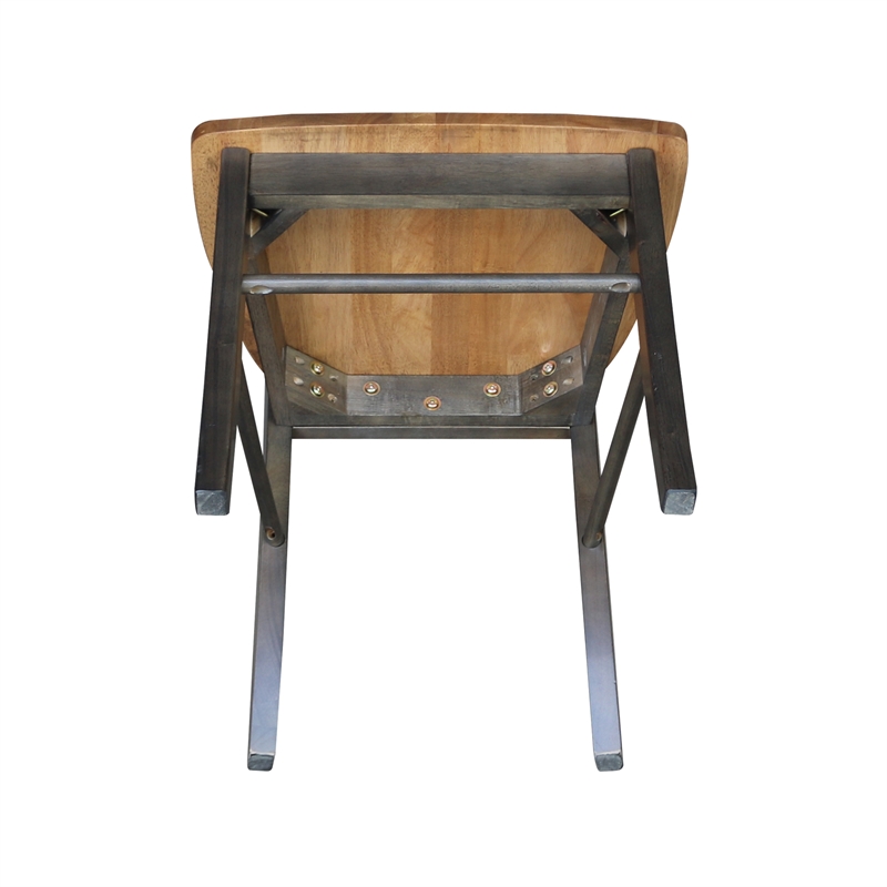 X-Back Chair With Solid Wood Seat  - Set of 2 Chairs in Hickory/Washed Coal