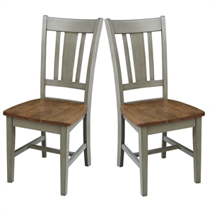 San Remo Solid Wood Splatback Chair in Distressed Hickory/Stone-Set of 2