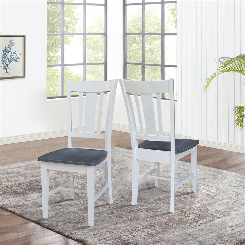 San Remo Solid Wood Splatback Chair in White and Heather Gray