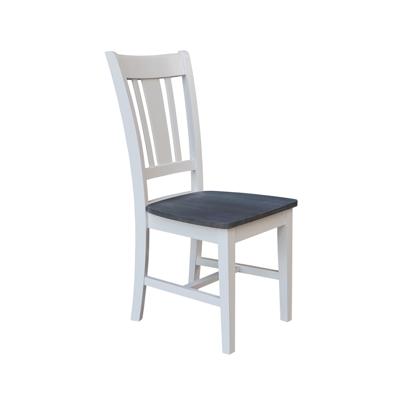 San Remo Solid Wood Splatback Chair in White and Heather Gray