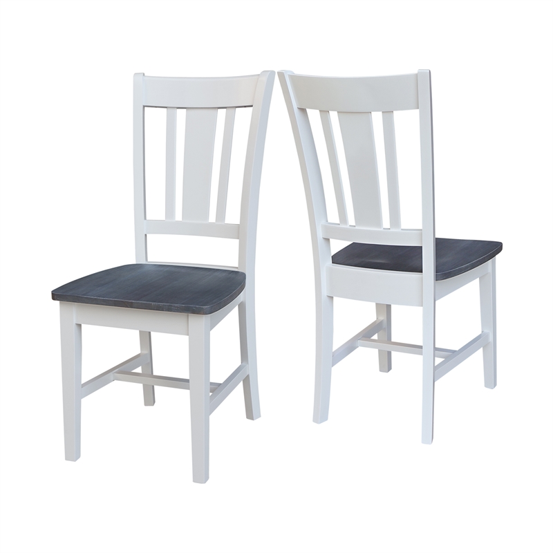 San Remo Solid Wood Splatback Chair in White and Heather Gray