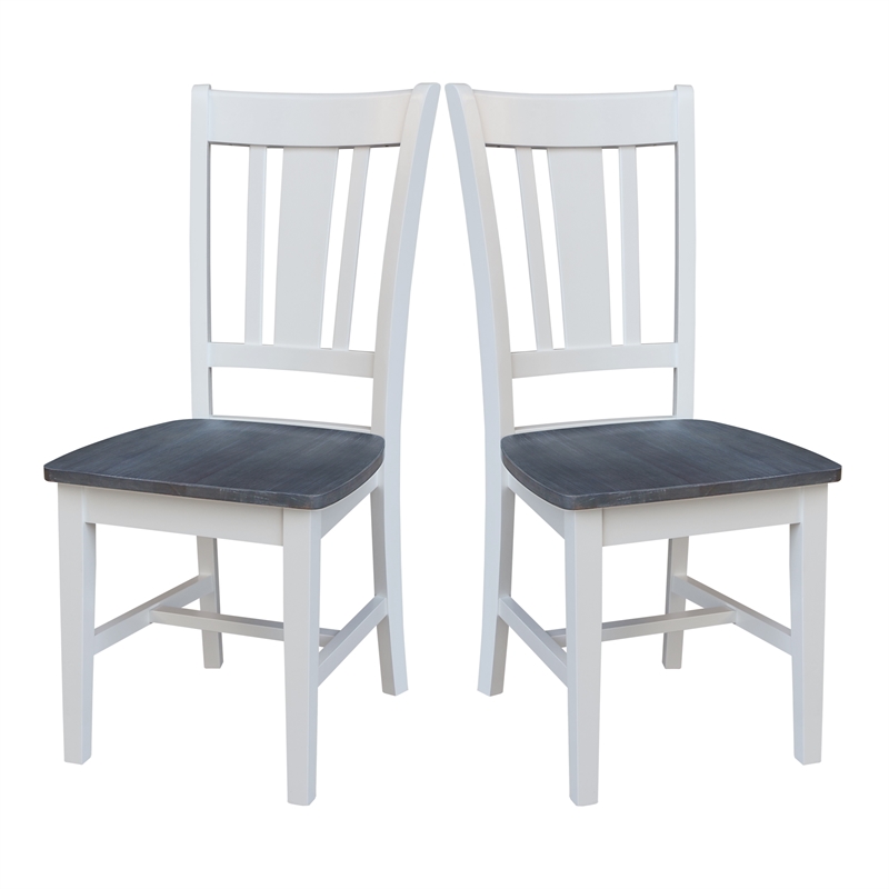 San Remo Solid Wood Splatback Chair in White and Heather Gray