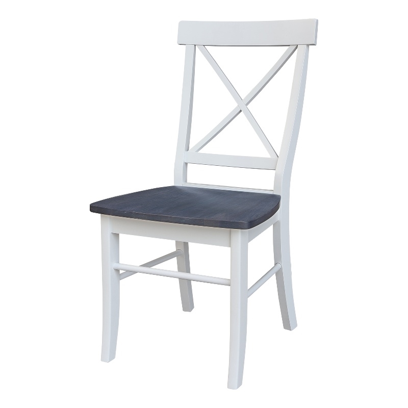 X-Back Solid Wood Chair - Set of 2 Chairs in White/Heather Gray