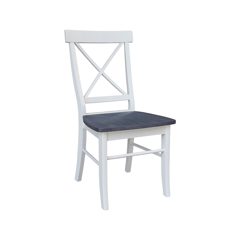 X-Back Solid Wood Chair - Set of 2 Chairs in White/Heather Gray