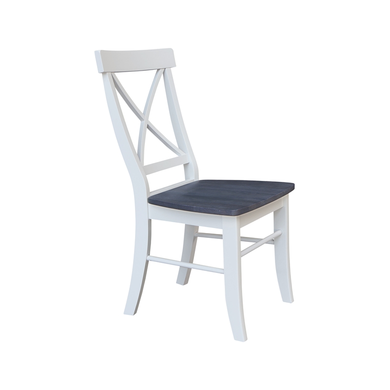 X-Back Solid Wood Chair - Set of 2 Chairs in White/Heather Gray