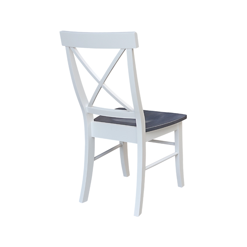 X-Back Solid Wood Chair - Set of 2 Chairs in White/Heather Gray