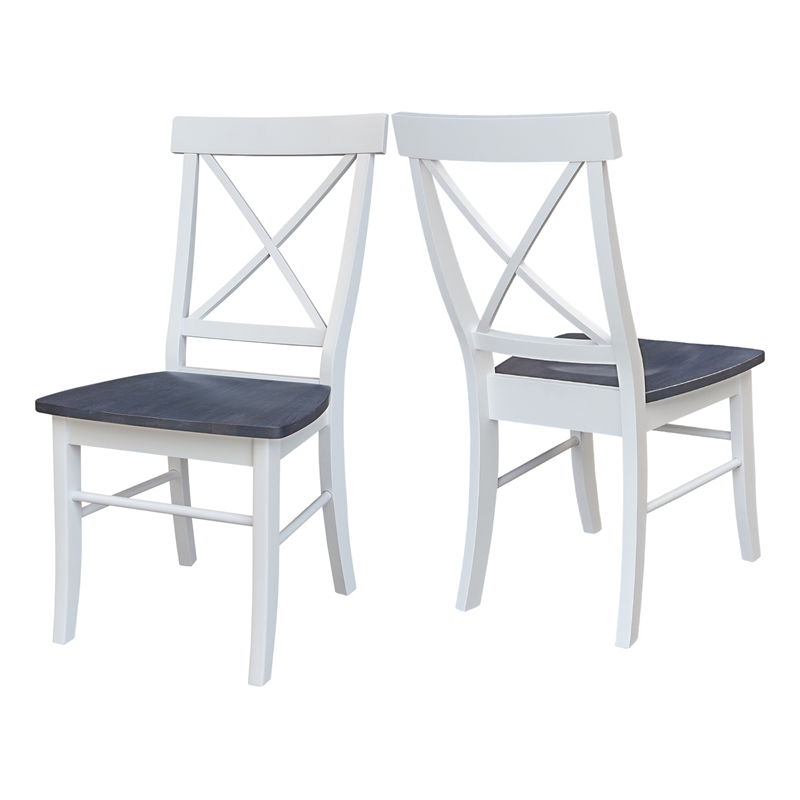 X-Back Solid Wood Chair - Set of 2 Chairs in White/Heather Gray
