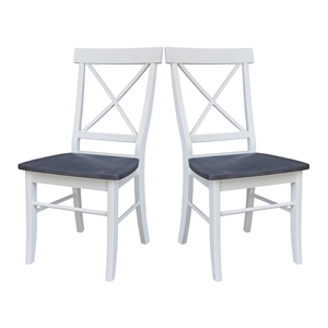 X-Back Solid Wood Chair - Set of 2 Chairs in White/Heather Gray