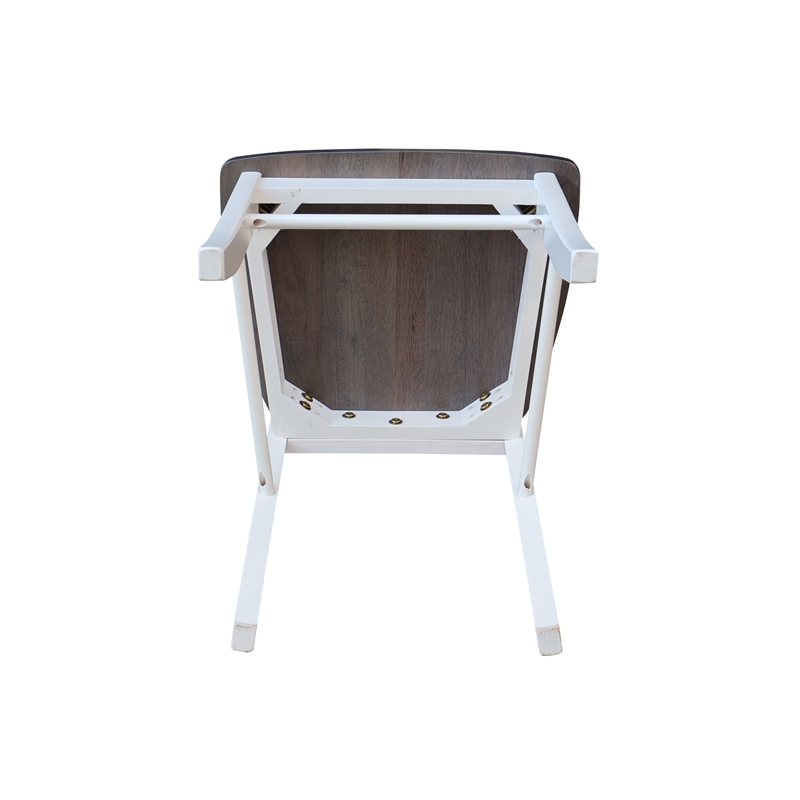 X-Back Solid Wood Chair - Set of 2 Chairs in White/Heather Gray