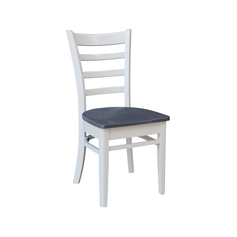 Emily Solid Wood Side Chair - Set of 2 Chairs in White/Heather Gray