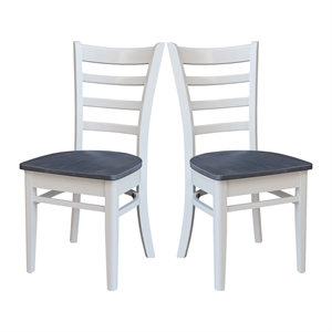 Emily Solid Wood Side Chair - Set of 2 Chairs in White/Heather Gray