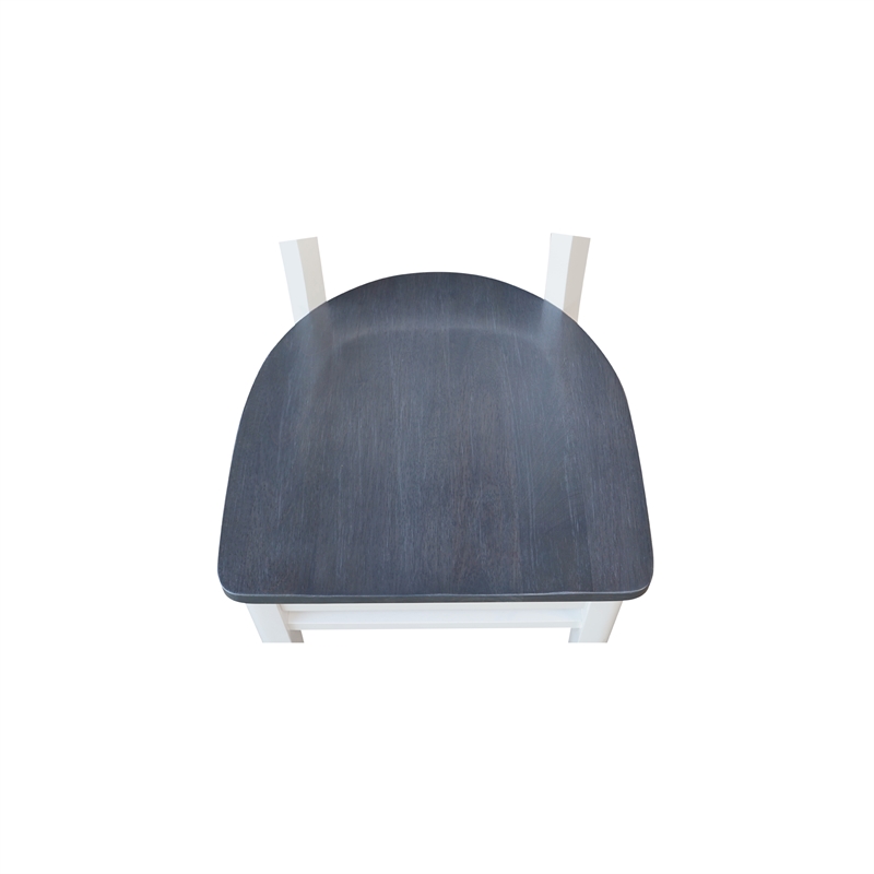 Emily Solid Wood Side Chair - Set of 2 Chairs in White/Heather Gray