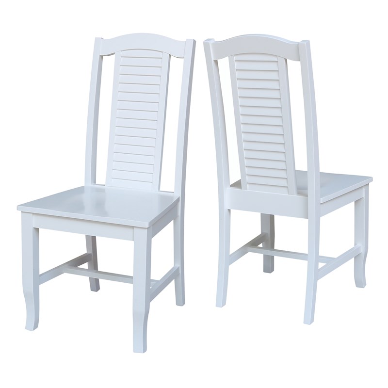 International Concepts Seaside Solid Wood Chairs in White - Set of 2
