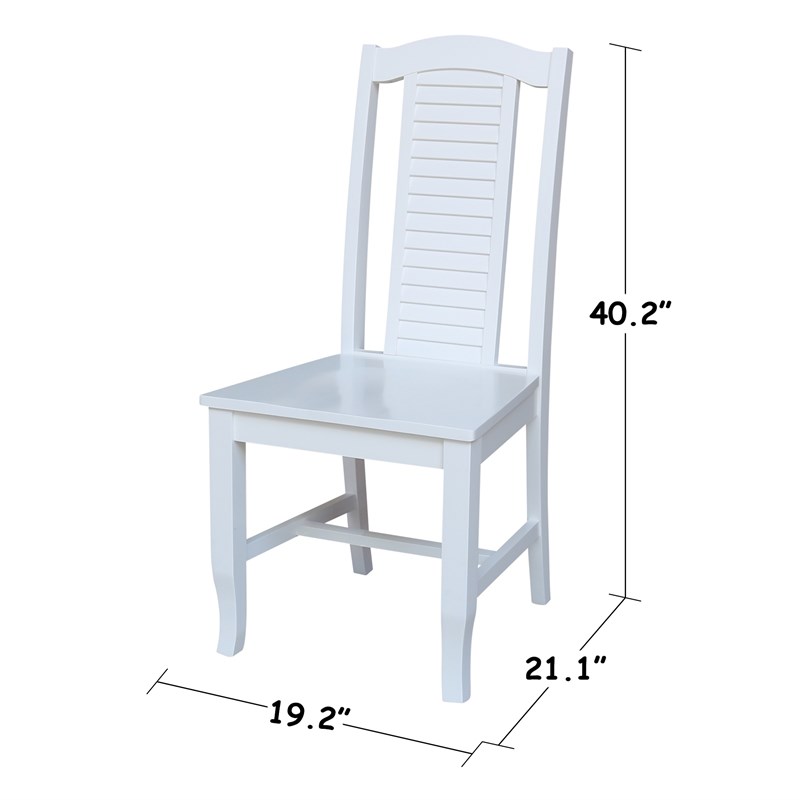 International Concepts Seaside Solid Wood Chairs in White - Set of 2