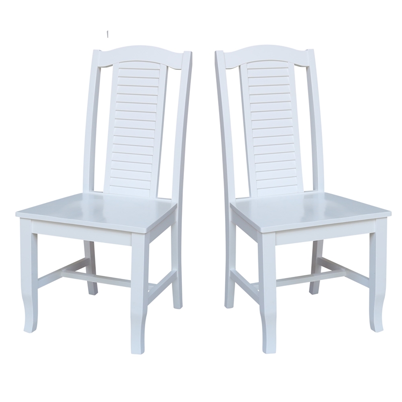 International Concepts Seaside Solid Wood Chairs in White - Set of 2