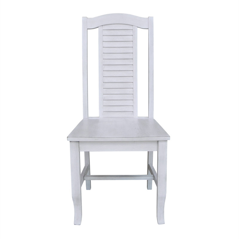 International Concepts Seaside Solid Wood Chairs in Antique Chalk - Set of 2