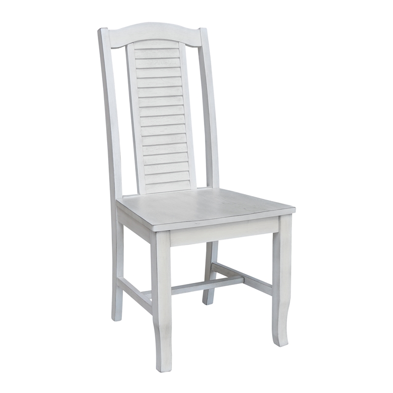International Concepts Seaside Solid Wood Chairs in Antique Chalk - Set of 2