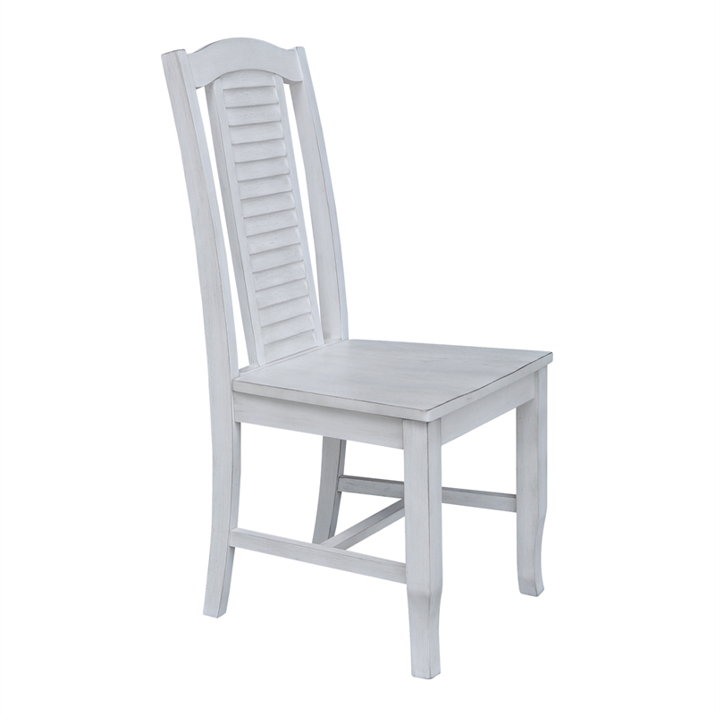 International Concepts Seaside Solid Wood Chairs in Antique Chalk - Set of 2
