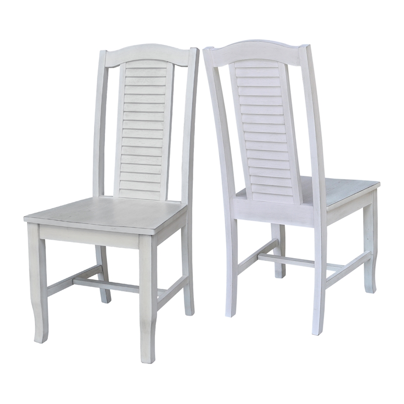 International Concepts Seaside Solid Wood Chairs in Antique Chalk - Set of 2