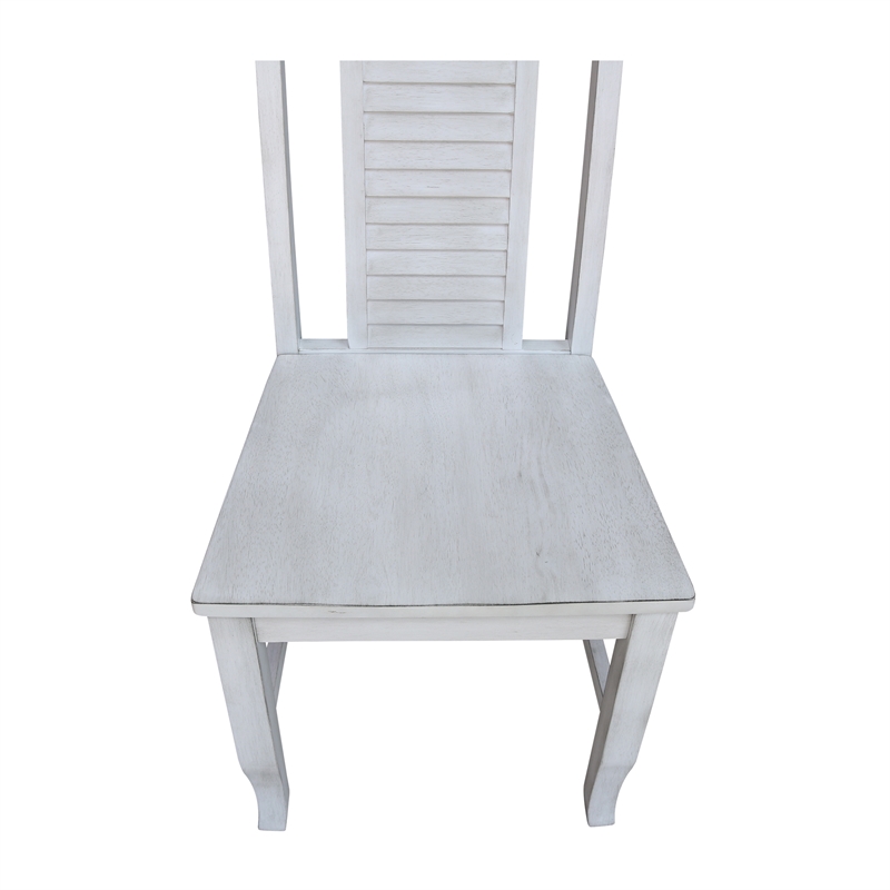 International Concepts Seaside Solid Wood Chairs in Antique Chalk - Set of 2