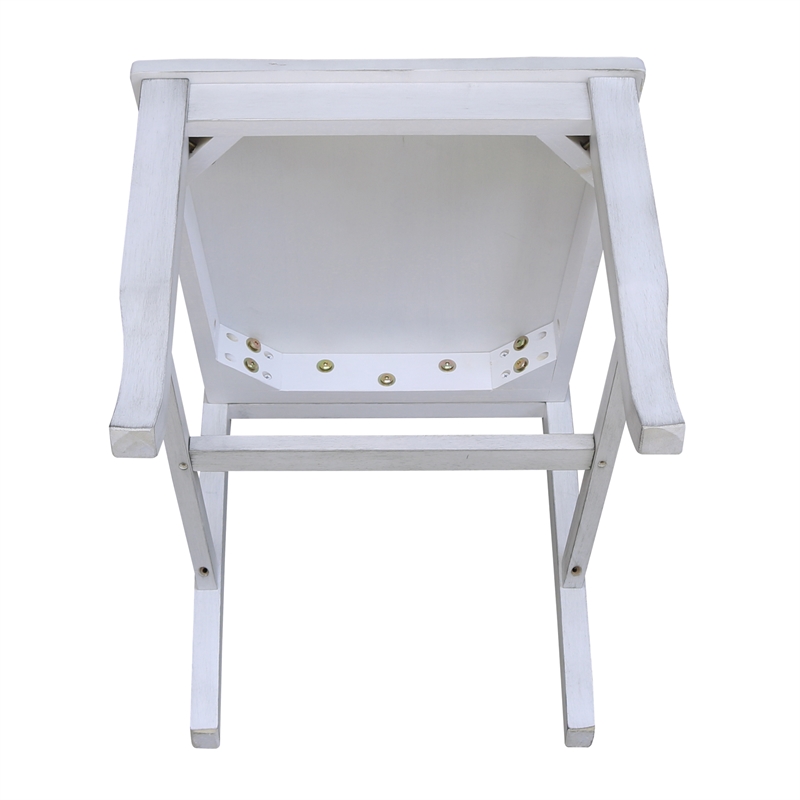 International Concepts Seaside Solid Wood Chairs in Antique Chalk - Set of 2