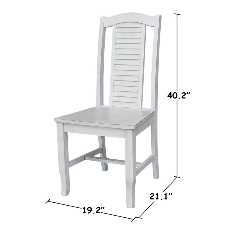 International Concepts Seaside Solid Wood Chairs in Antique Chalk - Set of 2