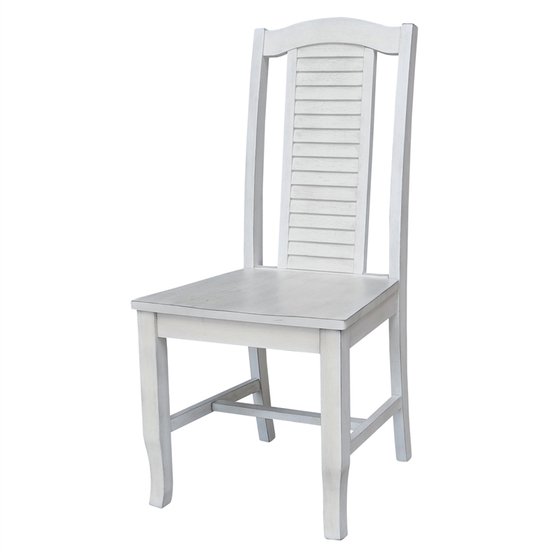 International Concepts Seaside Solid Wood Chairs in Antique Chalk - Set of 2