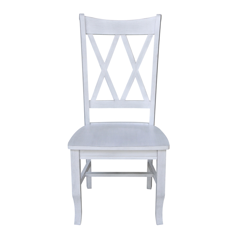 International Concepts Double XX Solid Wood Chairs in Antique Chalk - Set of 2