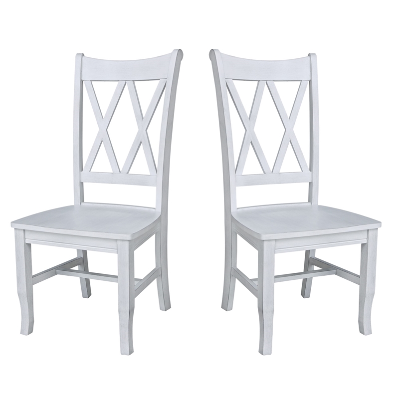 International Concepts Double XX Solid Wood Chairs in Antique Chalk - Set of 2