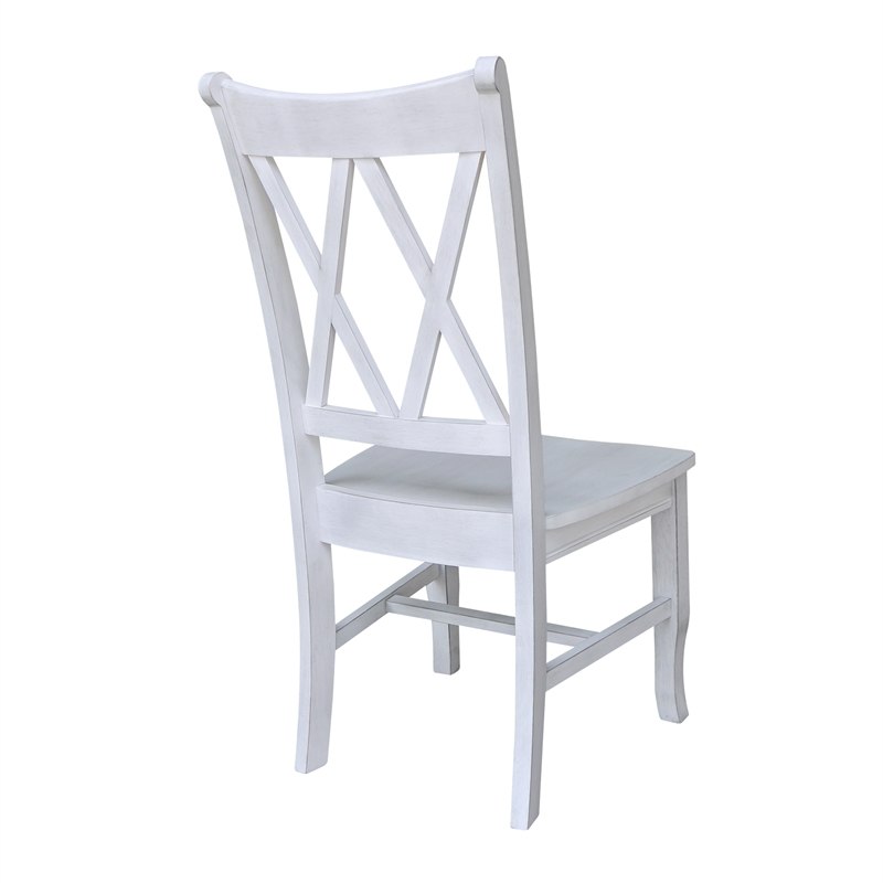 International Concepts Double XX Solid Wood Chairs in Antique Chalk - Set of 2