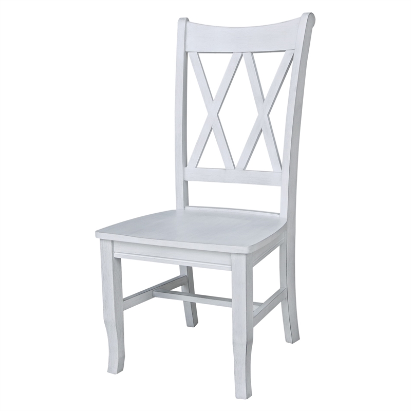 International Concepts Double XX Solid Wood Chairs in Antique Chalk - Set of 2