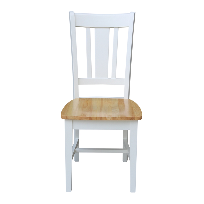San Remo Solid Wood Splatback Chair in White/Natural- Set of 2