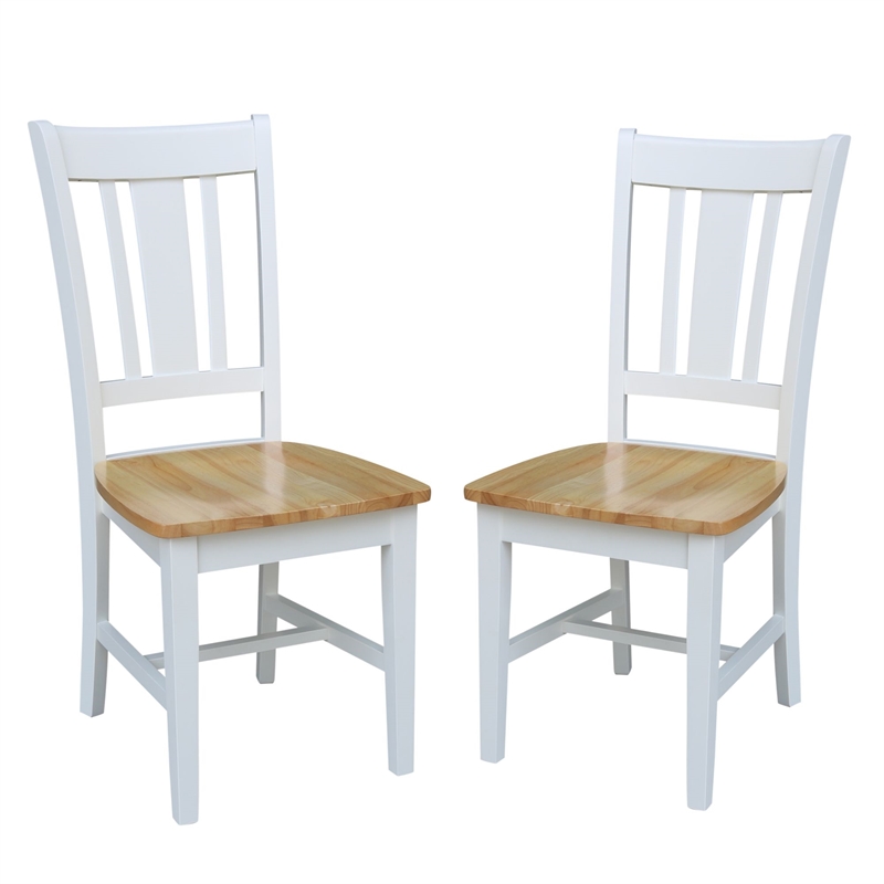 San Remo Solid Wood Splatback Chair in White/Natural- Set of 2