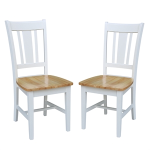San Remo Solid Wood Splatback Chair in White/Natural- Set of 2