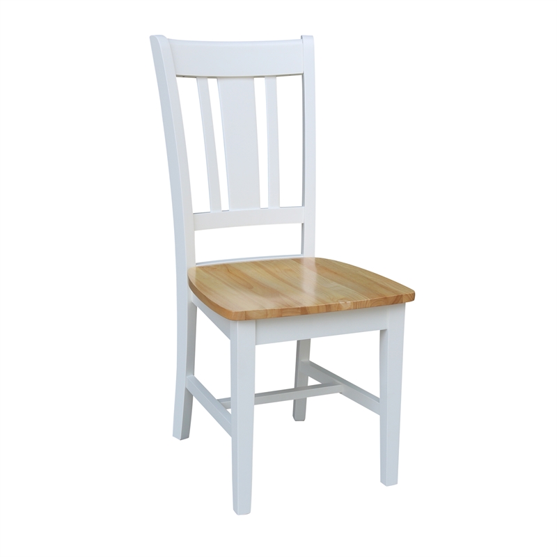 San Remo Solid Wood Splatback Chair in White/Natural- Set of 2