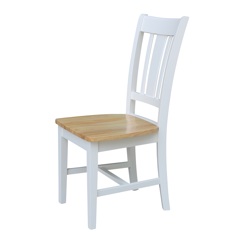 San Remo Solid Wood Splatback Chair in White/Natural- Set of 2