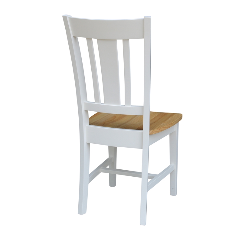 San Remo Solid Wood Splatback Chair in White/Natural- Set of 2