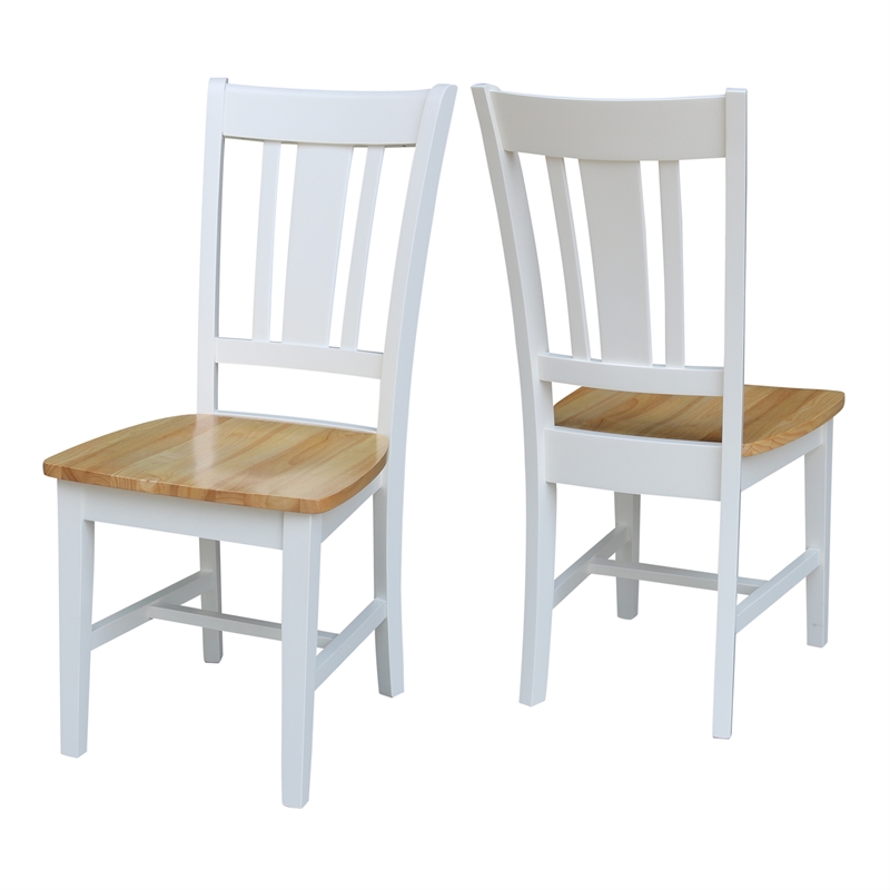 San Remo Solid Wood Splatback Chair in White/Natural- Set of 2