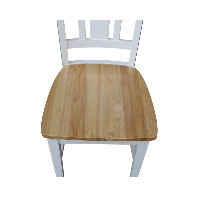 San Remo Solid Wood Splatback Chair in White/Natural- Set of 2