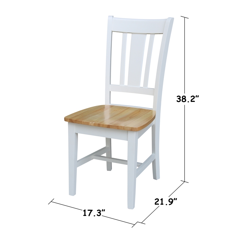 San Remo Solid Wood Splatback Chair in White/Natural- Set of 2
