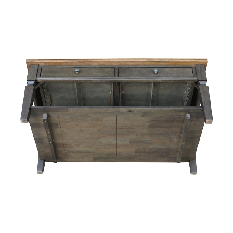 International Concepts Vista Solid Wood Coffee Table in Hickory/Washed Coal