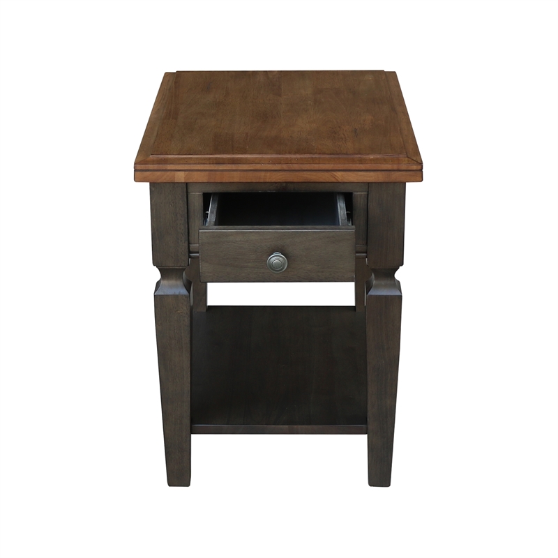 International Concepts Vista Solid Wood End Table in Hickory/Washed Coal