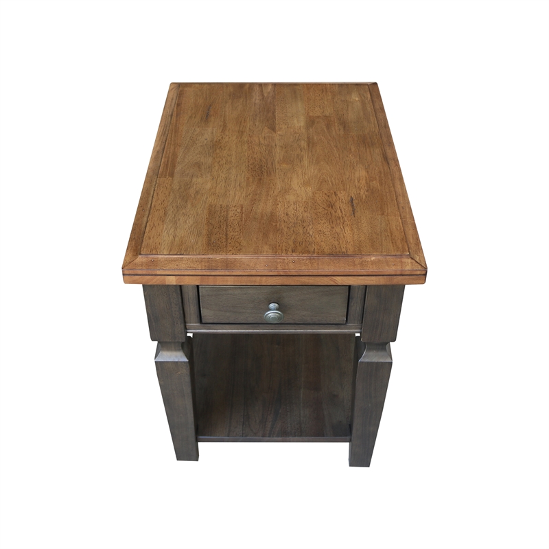 International Concepts Vista Solid Wood End Table in Hickory/Washed Coal