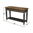 Vista Solid Wood Console/Sofa Table in Hickory/Washed Coal